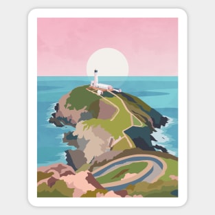 South Stack Lighthouse, Anglesey Wales - Pink Sticker